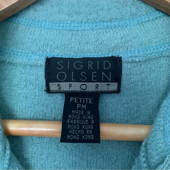 Vintage Sigrid Olsen 100% Wool Zip Sweater Green Beaded Embroidered Vest - Picture 4 of 6